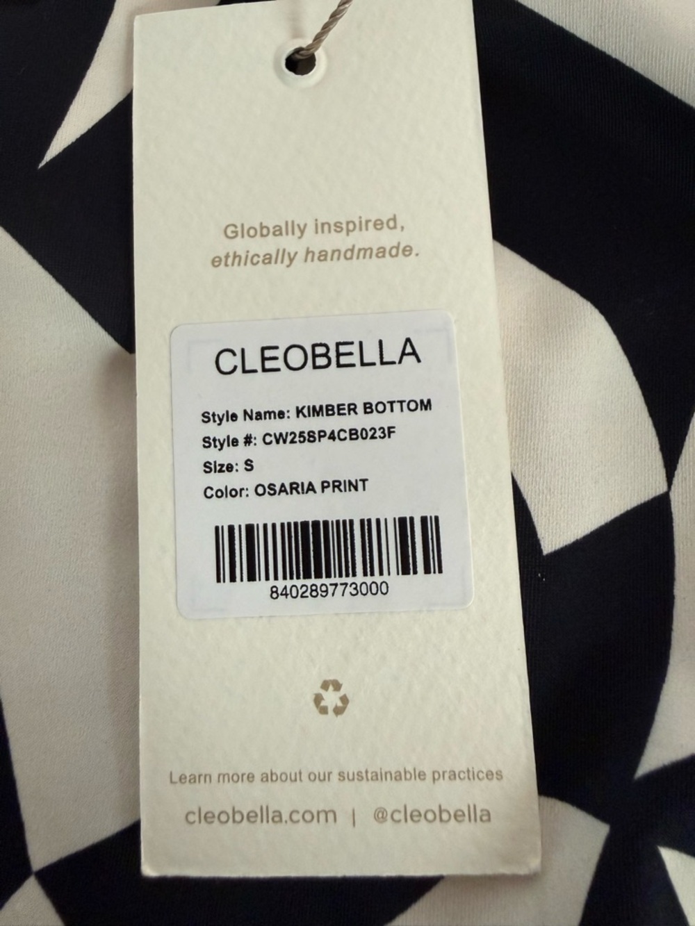 NWT Cleobella Kimber High Waisted Bikini Bottom Osaria Black White Size Small - Picture 2 of 7